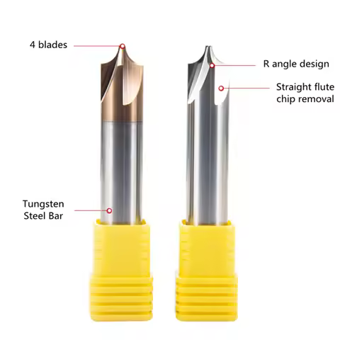 R0.5/R1/R1.5/R2/R2.5/R3/R4/R5 Inner R Angle Milling Cutter HRC60 Fillet Chamfering Carbide End Mill 