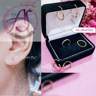 GIPSY ROUND SILVER EARRINGS PLAIN GENUINE SILVER 925 PLATED GOLD_AT GIPSY PLAIN