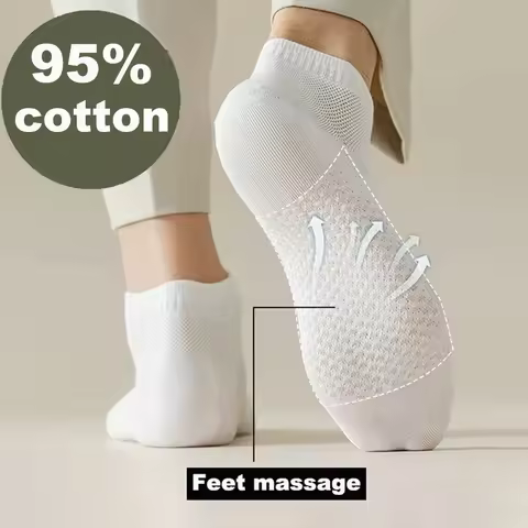 4 Pairs Men's Socks Classical Pure Cotton Antibacterial Deodorant Mesh Sweat Absorption Foot Massage