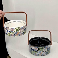 Taiwan Shipping ChubbyCat Iris Garden Fruit Basket Portable Ceramic Niche Design Retro Snack