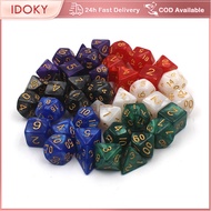 IDOKY 7Pcs Polyhedral Dice Multi-Sided Board Games Dice D4 D6 D8 D10 D12 D20 RPG Dice Multicolored