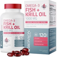 Viên uống dầu nhuyễn thể Omega-3 Fish + Krill Oil 1000mg Bronson [Hàng Mỹ]