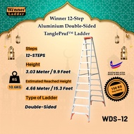 Winner Ladder 12-Step Aluminium Double-Sided TanglePruf™ Ladder 150Kg Duty Rating Ladder Tangga Lipa