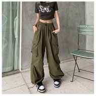 Women Casual Streetwear Cargo Pants Baggy Wide Leg Straight Long Pants Big Pockets Oversize Dance Pa