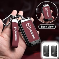 Leather Car Key Shell Zinc Alloy Car Key Cover Smart Key Case Protector For Mazda Mx5 Mx30 2 3 6 Cx6