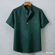 Men's Braong Polo Shirt for Men Enthic Clothing Barong Style Tops Casual Short-sleeve Polo Shirt Pat