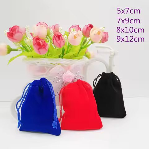 10pcs Velvet Pouch Jewellery Bag Pouches Velvet Bag Drawstring Jewelry Packaging Display Bags Jewelr