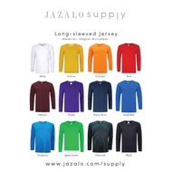 Adult Plain Long-sleeved Roundneck 150gsm Microfiber Jersey Quick Dry T-shirt - White Yellow Orange Red Maroon Purple Royal Navy Blue Turquoise Apple Green Charcoal Black - Baju Jersi Kosong Lengan Panjang Dewasa