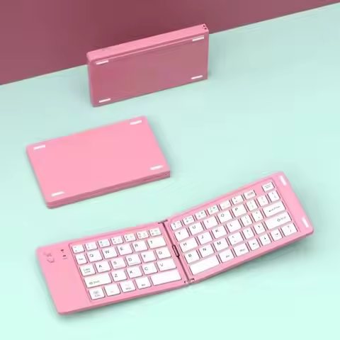 Mini Wireless Folding Keyboard Rechargeable Lightweight Bluetooth Keyboard Portable Slim Design Fold