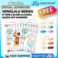 Ohuhu Honolulu Series Alcohol Based 6 Pastel / Portrait Skin Tone Colors Dual Tip Art Marker Alcohol