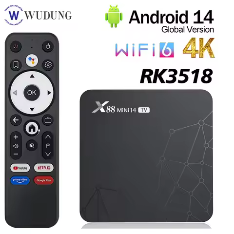 X88 Mini 14 TV Android 14 Smart TV BOX RK3518 Quad Core 2GB 16GB 4K HD BT TVBOX 2.4G&5G Dual Wifi Me
