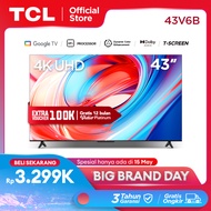 TCL Smart TV - 43 Inch - V6B Series ( Model: 43V6B) - 4K UHD Google TV - T-Screen - Dolby Audio - HDR10 - AiPQ Processor - Dynamic Color Enhancement - Metalic Bezel-less - Multiple Eye Care