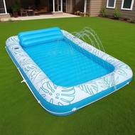 Inflatable Water Float Pool Lounger With Splash Fountain Swimming Pool Party Essential Swimming Floa