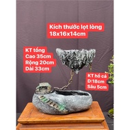 Flying pebble island planted with kumquat CNY and super beautiful fish in stone color (plant not inc