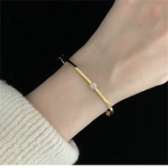TYshop 316L Stainless Steel Bangle Diamond Gold Bangle For Women Jewelry Accessories Hypoallergenic Free Box CARB10