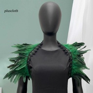 <pluscloth> Soft Feather Shawl Gothic Feather Shawl Adjustable Lace Decor Gothic Cosplay Feather Shr