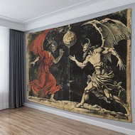2D Flat-2D-[2D Banner]1pc Dual Demon Battle Tapestry-Polyester Wall Hanging for Living Room Bedroom 