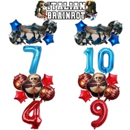 Italian Brainrot Birthday Balloon New Tralalero Tralala Number 1-10 Balloon Set Party Decoration Chi