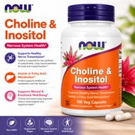 NOW Choline & Inositol Nervous System Health 100 Veg Capsules Brain & Liver Support Non GMO Suppleme