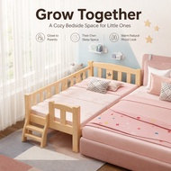 Loft Bed Bunk Bed Frame Katil Loteng Solid Wood Kids Double Decker with Ladder Drawer Storage Double