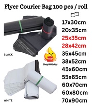 【ShopWithJoy】M size 100pcs 28x42cm White Courier Bag Parcel Bag Flyer Flyers Courier Plastic Pos Kur