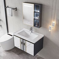 輕奢洗手盆浴室櫃組合陽臺太空鋁洗臉盆一體衛生間岩板家用洗漱台