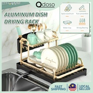 KR069 Premium Stainless Aluminium Alloy Dish Rack Rose Gold Elegant Large Capacity Dish Dryer Kitchen Organ