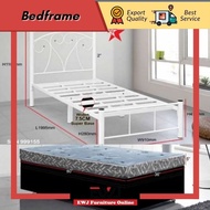 Ready Stock👈 EWJ 99915 White Metal Single Bed+3x5inci Rebond Single Mattress(Full Set)Katil Besi Sek