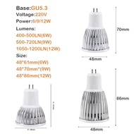AC 85-265V GU10 E27 E14 gu5.3 MR16 DC 12V LED COB Spotlight 6W 9W 12W Đèn rọi bóng đèn chùm thay thế
