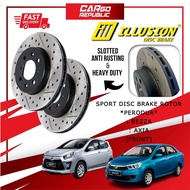 Illusion Sport Disc Brake Rotor &amp; OEM Brake Pad Perodua Axia , Bezza Front (Depan) 100% Original Anti Rusting