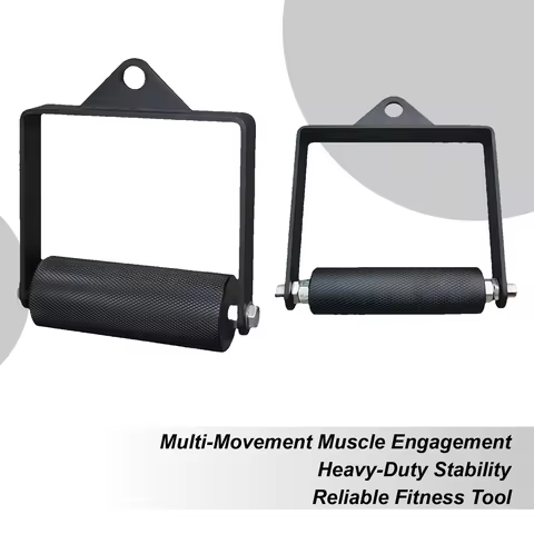 T Bar Row Handle Universal Steel Cable Attachments Weight Workout Pulldown Rubber Grip For Strength 