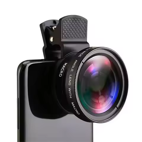 2 In 1 Clip-on Fish Eye Magnifiers Professional Mobile Phone Camera Lenses 15X Macro 0.45X Super Wid
