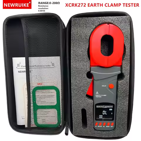 NEWRUIKE Clamp Earth Ground Tester/Loop Resistance Tester/Digital Display Resistance Tester XCRK272