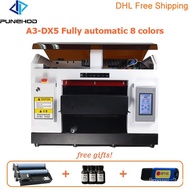 punehod A3 dtg uv led flatbed printer DX5 8 colors cmyk+wwww for tshirt printing machine with free gifts V9Nw