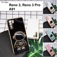 Carristo Oppo Reno 3 Reno 3 Pro Oppo A91 Cute Spaceman Mobile Phone Stand With Gold Accent I Ring Ho