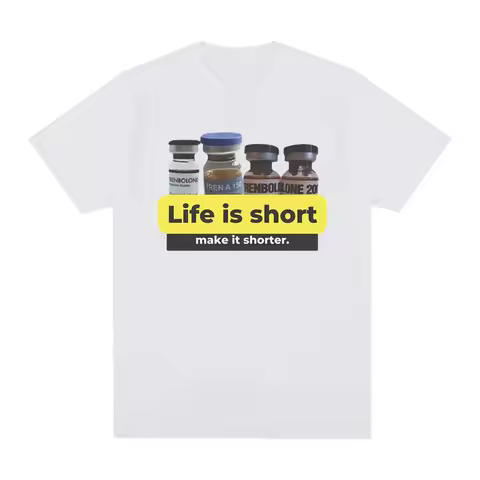 Life is shortmake it shorter Trenbolone Tshirt for womens fun gym short sleeved Tshirt casual loose 