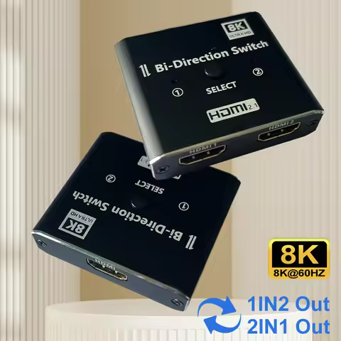 8K HDMI-compatible Switch Splitter 2 In 1 Out & 1 In 2 Out,Aluminum Alloy,One-Button Control HDCP2.2