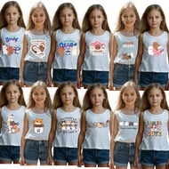 12PCS KIDS COTTON WHITE SANDO W/ CARTOON CHARACTER PRINT FOR INFANT BABY KIDS GIRL 9MOS - 8 YRS OLD