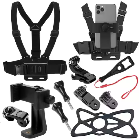 Accessories Kit Chest Strap Mount Belt Mobile Phone Holder for iPhone Chest Strap for GoPro Hero SJC