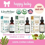 [GENUINE] Vitamin D3, Vitamin D3 + K2, OMEGA3 + DHA Livewise Baby