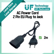 UFTECH 2 Pin EU Plug (Type C) to Jack AC Power Cord Extension Cable 2m