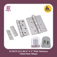 ECREW Heavy Duty SUS 304 [1-PAIR] 4" X 3" with Thickness 3.0mm Door Hinges