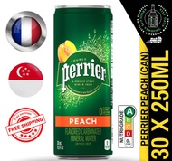 [CARTON] PERRIER PEACH Sparkling Mineral Water 250ML X 30 (CANS) - FREE DELIVERY within 3 working days!
