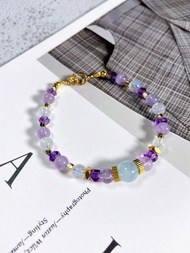海藍寶//月光石//紫水晶//薰衣草紫水晶//黃銅