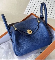 Hermes Mini Lindy stamp Y 深邃藍TC皮