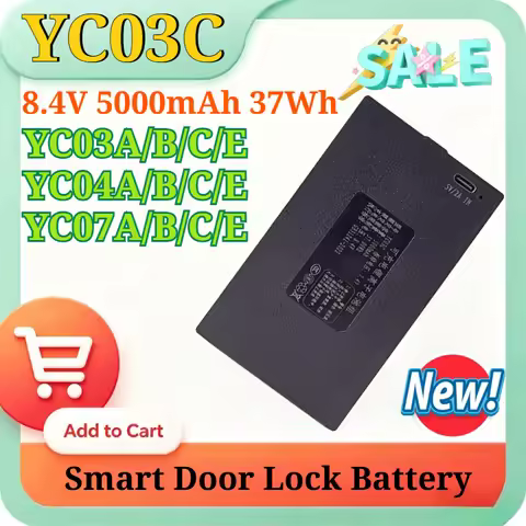 YC03A/B/C/E YC04A/B/C/E YC07A/B/C/E 7.4V 3.2/4.2/5Ah Lithium Smart Door Lock Battery Type-C Replacem