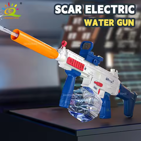 HUIQIBAO Electric SCAR Aduto Water Gun Firing Shooting Game Summer Outdoor Beach Water Fight Fantasy