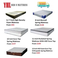 YHL 6 / 7 / 8 /10 / 11 /12 Inch Foam / Bonnell  / Pocketed / Orthopedic Spring Mattress (Free Delive
