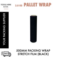 Shrink Wrap Pallet Packaging Black Plastic Stretch Film (01 Roll) 3 kg /500mm Width