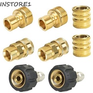 INSTORE1 2/4/8Pcs Pressure Washer Adapter Set, 3/8'' Quick Connect Stainless Steel Quick Connect Kit, Durable M22 Swivel Rust-proof Brass Pressure Washer Connector Water Pipes